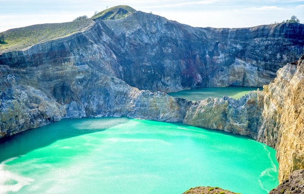 The tri-coloured lakes at Kelimutu